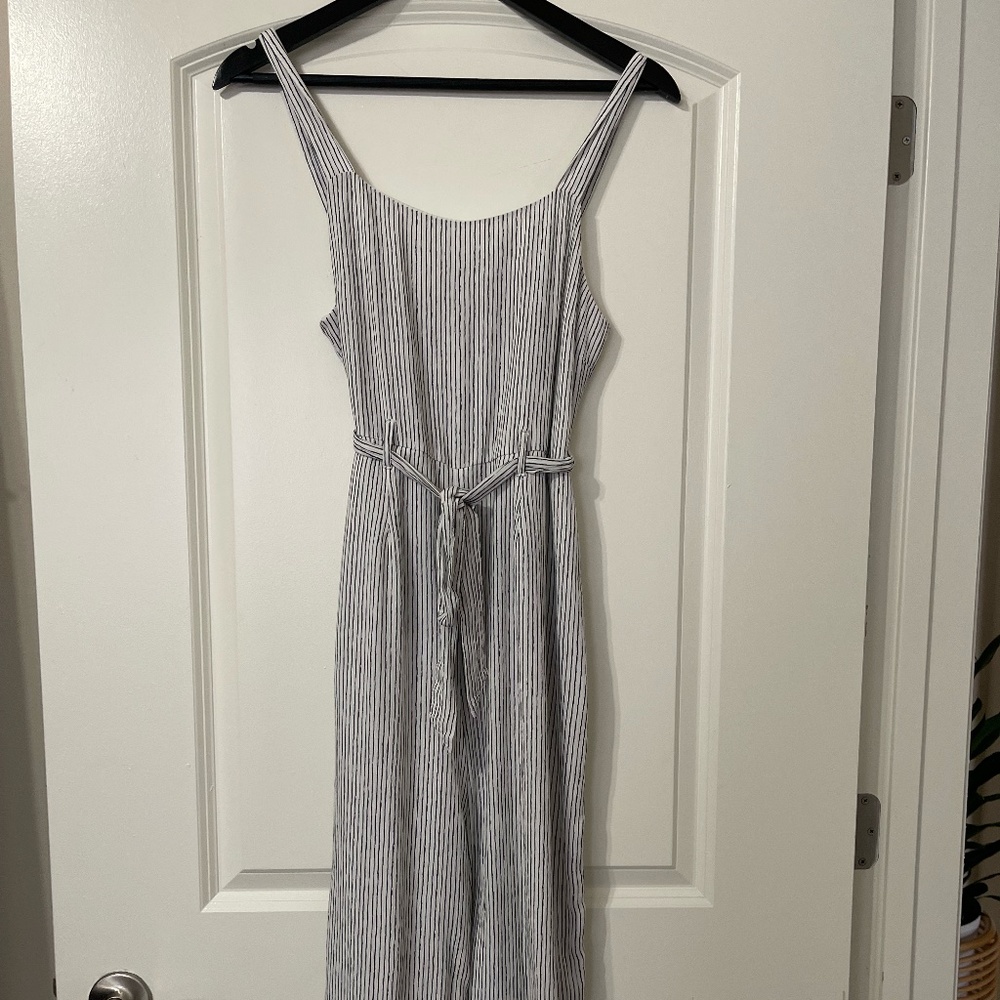 American Eagle white with black stripes S jumpsuit